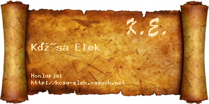 Kósa Elek névjegykártya