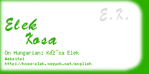 elek kosa business card